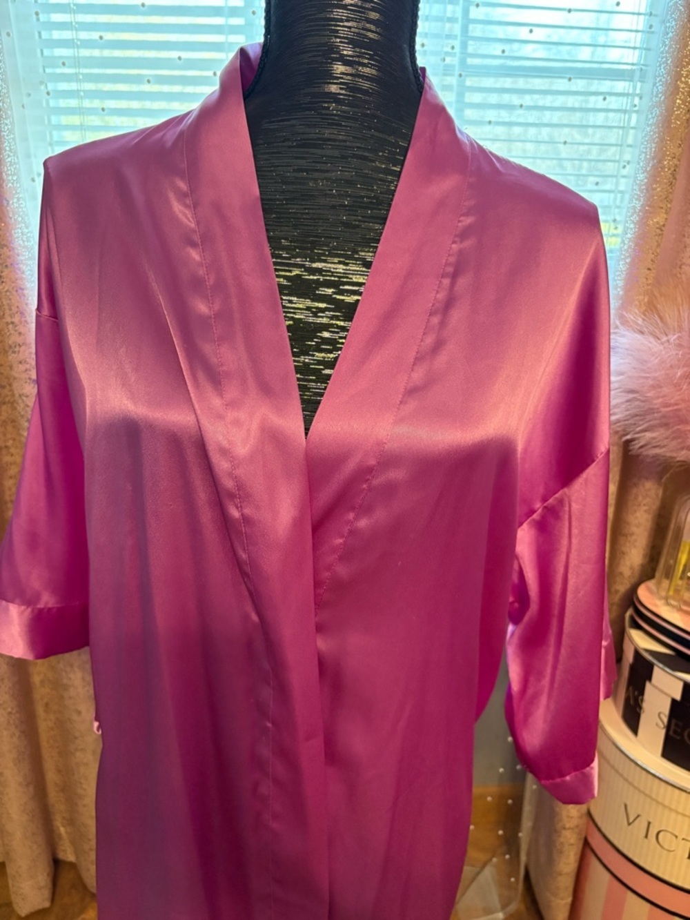 Satin Kimono Robe - Picture 2 of 4